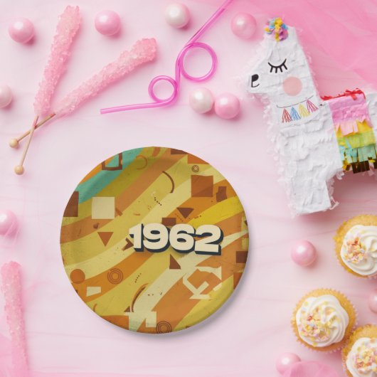 1962 - Retro  jaren '60 Geometrisch ontwerp - Papieren Bordje (Feest)