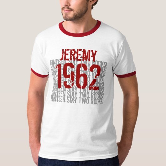 1962 Rocks Custom Name Birthday T-shirt (Voorkant)