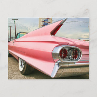 1962 roze cadillac-converteerbaar briefkaart