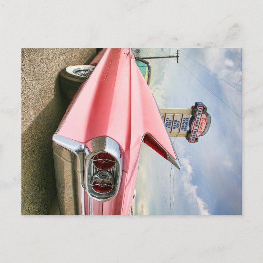 1962 roze cadillac-converteerbaar briefkaart (Voorkant)