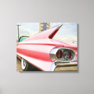 1962 roze cadillac-converteerbaar canvas afdruk
