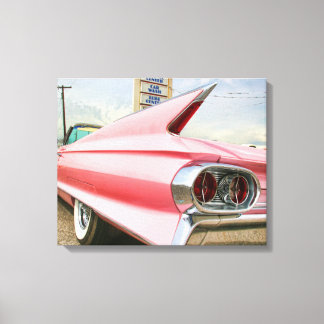 1962 roze cadillac-converteerbaar canvas afdruk