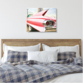 1962 roze cadillac-converteerbaar canvas afdruk (Insitu (Slaapkamer))