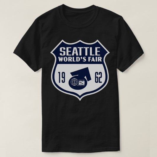 1962 Seattle Worlds Fair Retro Shield Blue T-shirt (Design voorkant)