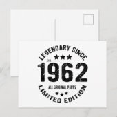 1962 Verjaardag Vintage Briefkaart (Voorkant / Achterkant)