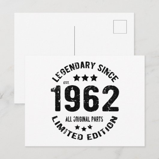 1962 Verjaardag Vintage Briefkaart (Voorkant / Achterkant)