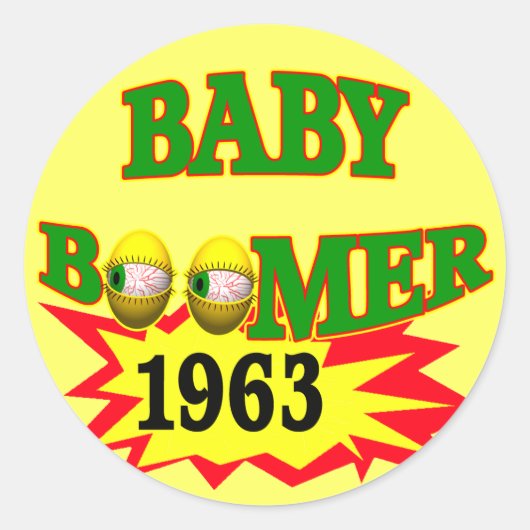 1963 Baby Boomer Ronde Sticker (Voorkant)