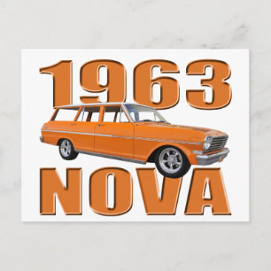 1963 chevy II nova longroof wagon in sinaasappel Briefkaart