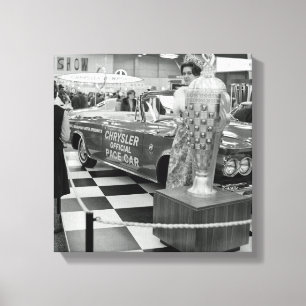 1963 Chicago Auto Show Chrysler Pace Car Woman Canvas Afdruk