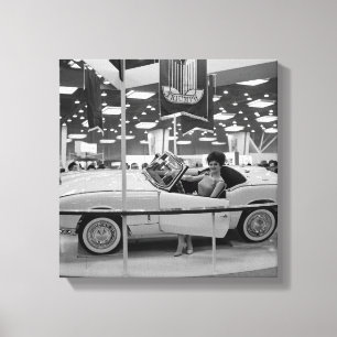 1963 Chicago Auto Show Woman Model in Triumph Car Canvas Afdruk
