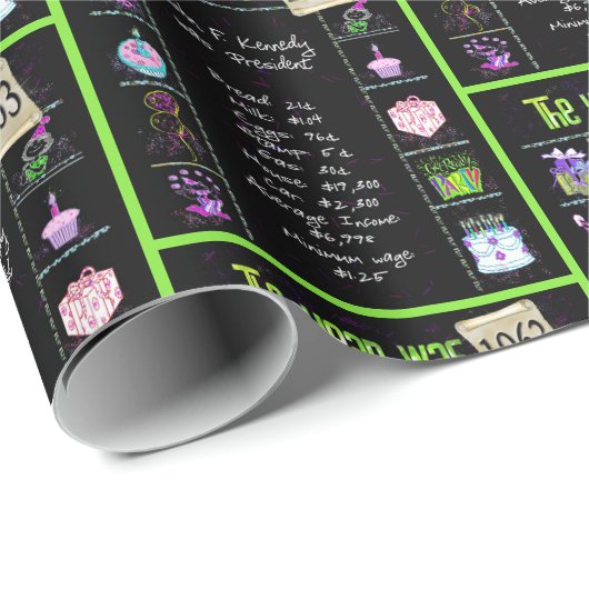 1963 Geboortejaar Trivia Cadeaupapier (Rol Hoek)