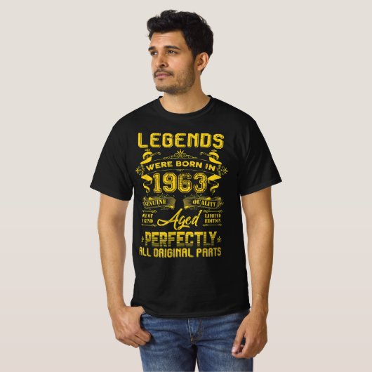 1963 Happy Birthday Gift, leenden werden geboren i T-shirt (Voorkant volledig)