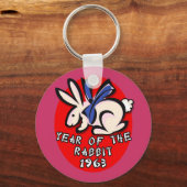 1963 Jaar van de konijnenkleding en de cadeautjes Sleutelhanger (Voorkant)