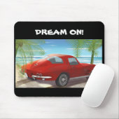 1963 Red Corvette Stingray Beach Scene Mousepad Muismat (Met muis)