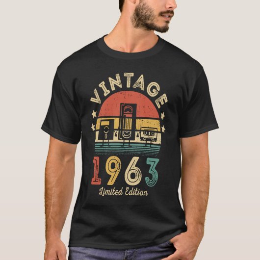  1963 Retro Cassette 1963 59th Birthday 59 T-shirt (Voorkant)