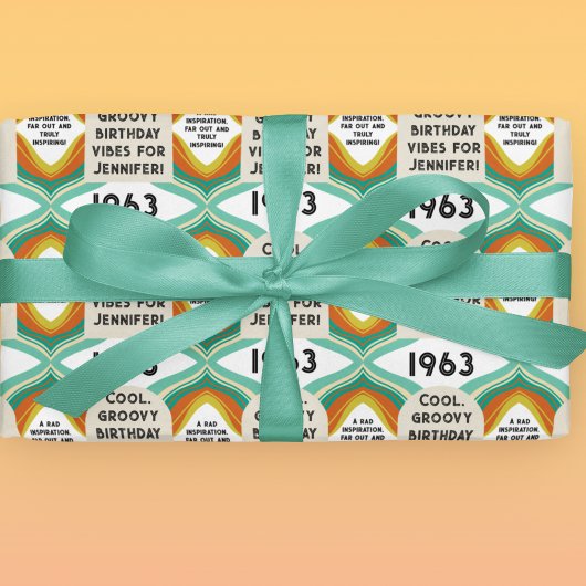 1963's gepersonaliseerde 60's verjaardag Retro Rad Inpakpapier Vel
