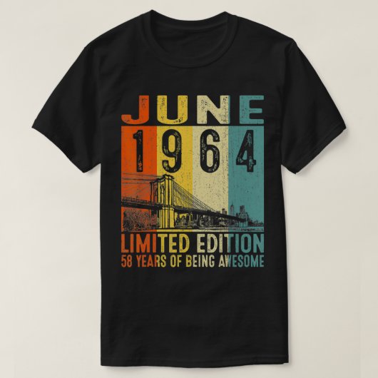  1964 58 jaar oud in juni 1964 58e eeuw t-shirt (Design voorkant)