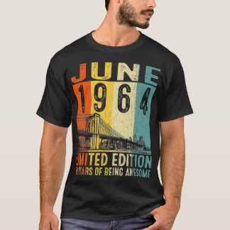 1964 58 jaar oud in juni 1964 58e eeuw t-shirt