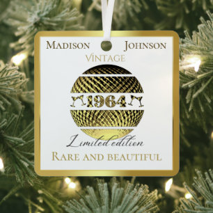  1964 60e verjaardag goud metalen ornament