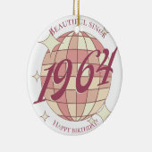  1964 60e verjaardag retro paarse keramisch ornament (Rechts)