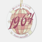  1964 60e verjaardag retro paarse keramisch ornament (Links)