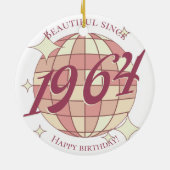  1964 60e verjaardag retro paarse keramisch ornament (Achterkant)