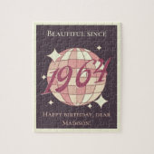  1964 60e verjaardag retro paarse legpuzzel (Verticaal)