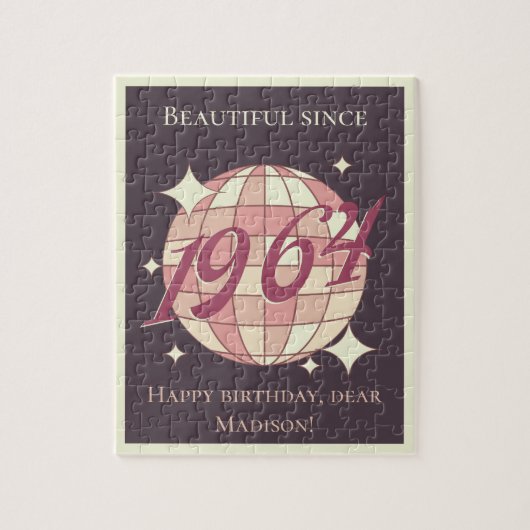 1964 60e verjaardag retro paarse legpuzzel (Verticaal)