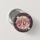  1964 60e verjaardag retro paarse ronde button 3,2 cm (Voorkant /achterkant)