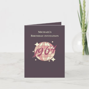 1964 60e verjaardag retro paarse uitnodiging