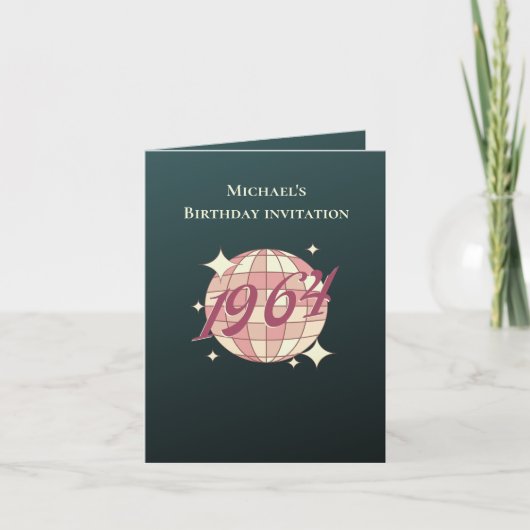 1964 60e verjaardag retro zwart Invitation (Voorkant)