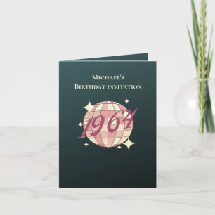 1964 60e verjaardag retro zwart Invitation