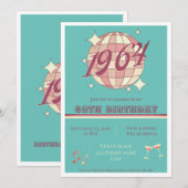 1964 60e verjaardagsfeestkaart Uitnodiging (Voorkant / Achterkant)