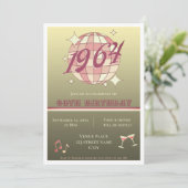 1964 60ste verjaardag retro gouden uitnodiging (Staand voorkant)