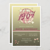1964 60ste verjaardag retro gouden uitnodiging (Voorkant / Achterkant)