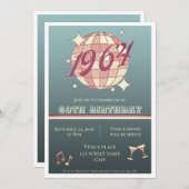  1964 61ste verjaardag retro dark Invitation Kaart (Voorkant / Achterkant)