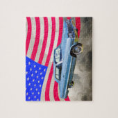 1964 Chevrolet Impala auto en Amerikaanse vlag Legpuzzel (Verticaal)