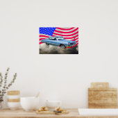 1964 Chevrolet Impala auto en Amerikaanse vlag Poster (Keuken)