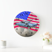 1964 Chevrolet Impala Car And American Flag Grote Klok (Huis)