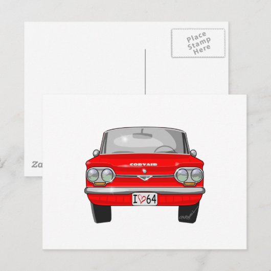 1964 Corvair Front Uitzicht Briefkaart (Voorkant / Achterkant)