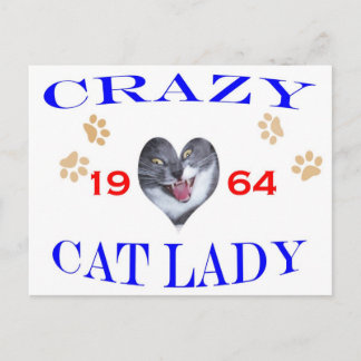 1964 Crazy Cat Lady Briefkaart