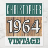 1964 Geboorte Wijn Label Etiket (Enkel label)