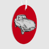1964 Jaguar XKE Antiek sportwagen Illustratie Ornament (voorkant)