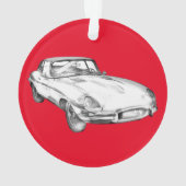 1964 Jaguar XKE Antiek sportwagen Illustratie Ornament (achterkant)