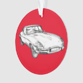 1964 Jaguar XKE Antiek sportwagen Illustratie Ornament (voorkant)