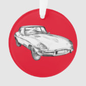 1964 Jaguar XKE Antiek sportwagen Illustratie Ornament (voorkant)