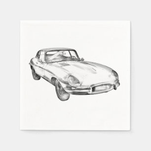 1964 Jaguar XKE Antiek sportwagen Illustratie Servetten