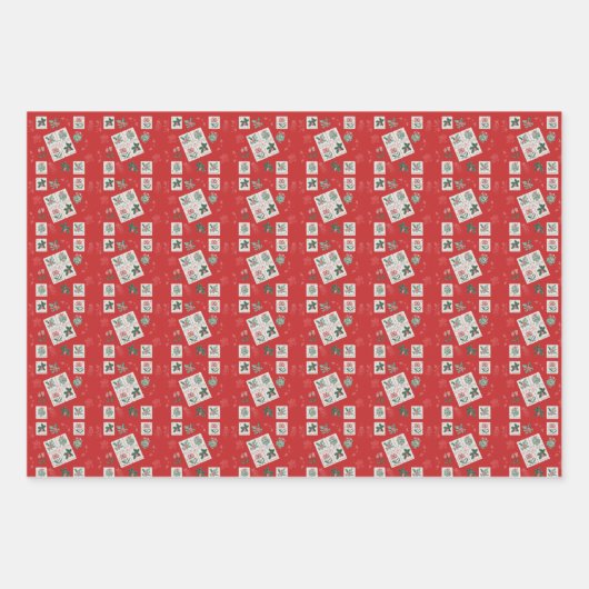 1964 Kerstdruppels op rood. Papierblad voor onmidd Inpakpapier Vel (Voorkant 3)