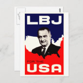 1964 LBJ voor de Verenigde Staten Briefkaart (Voorkant / Achterkant)