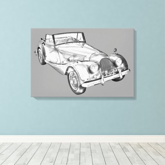 1964 Morgan Plus 4 Sportauto Illustratie Canvas Afdruk (Insitu (Houten vloer))